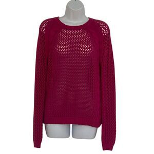 Fenn Wright Manson Women's Pink Open Knit Pullover Sweater Size M